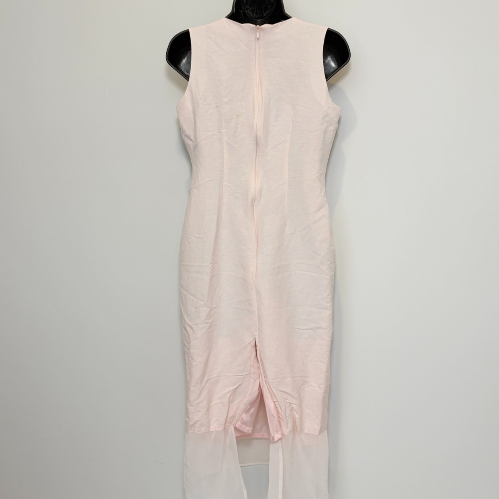 Jessica Howard Vintage Sleeveless Linen Blend Floral Hem Dress 6 Petite Pink - Picture 5 of 12